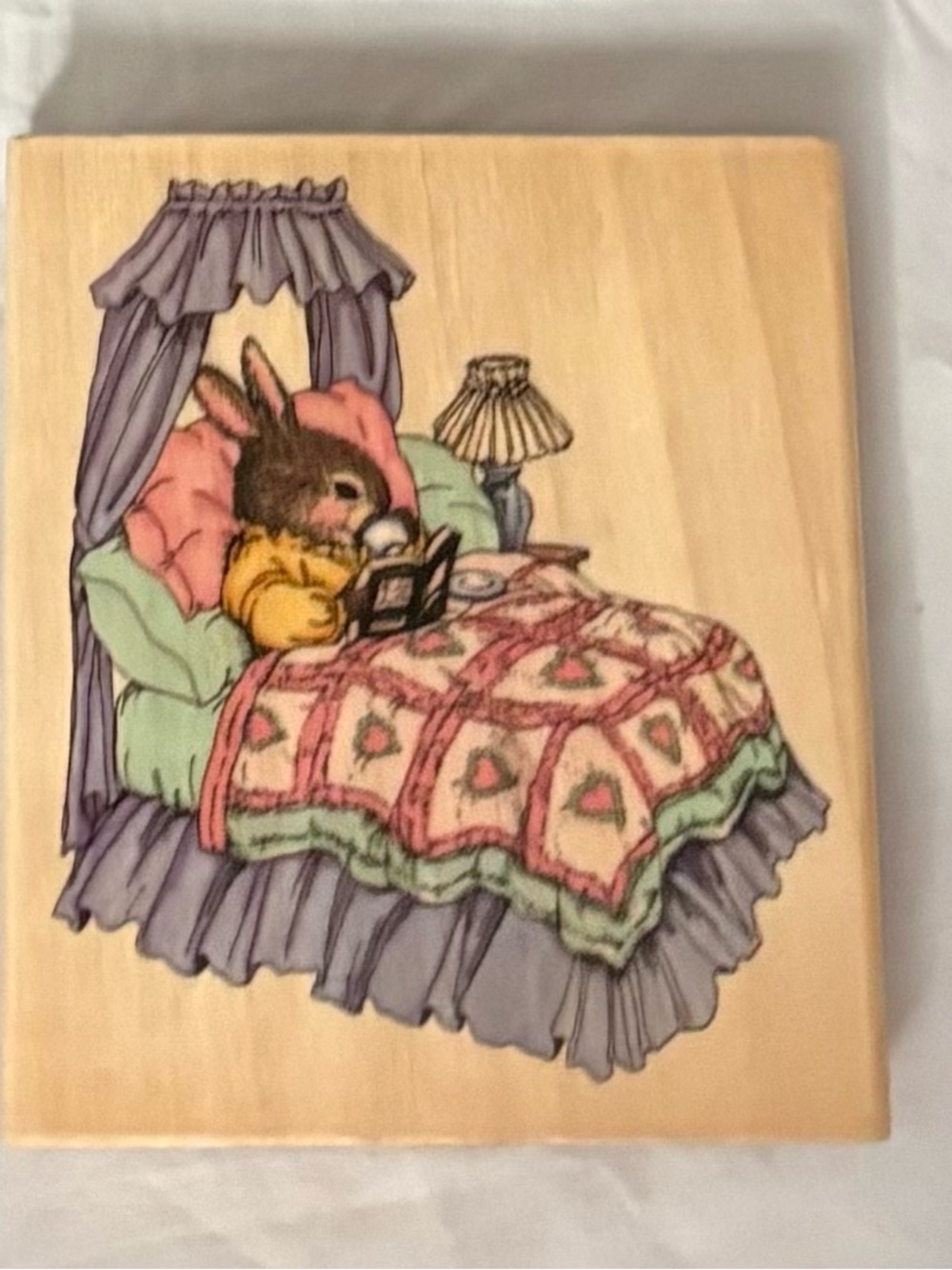Vintage Holly Pond Hill “Tea In Bed” Susan Wheeler Rubber Stamp